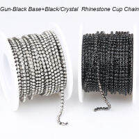 SS6 2มม. ปืน-คริสตัลสีดำ สีดำ rhinestone ถ้วยแก้วคริสตัล rhinestone Trim สำหรับ DIY เสื้อผ้า Decorah การตั้งค่า