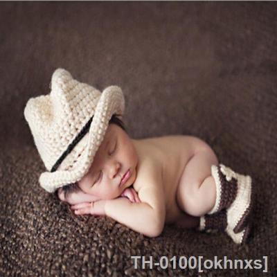✎❆ 2021 bebê recém-nascido bonito cowboy crochê tricô traje prop roupas fotografia foto do chapéu sapatos adereços outfit
