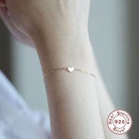 CCFJOYAS 925เงินสเตอร์ลิง14K สำหรับผู้หญิง,กำไลรูปหัวใจชุบทองสไตล์เกาหลีสร้อยข้อมือเรียบง่ายของขวัญที่ดีที่สุดสำหรับเด็กผู้หญิง