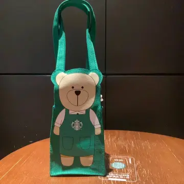 New Limited Edition Starbucks 600ml Green Apron Straw Cup Bear