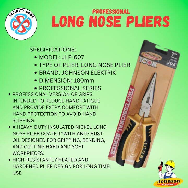 LONG NOSE PLIER JOHNSON ELEKTRIK JLP607 7” Lazada PH