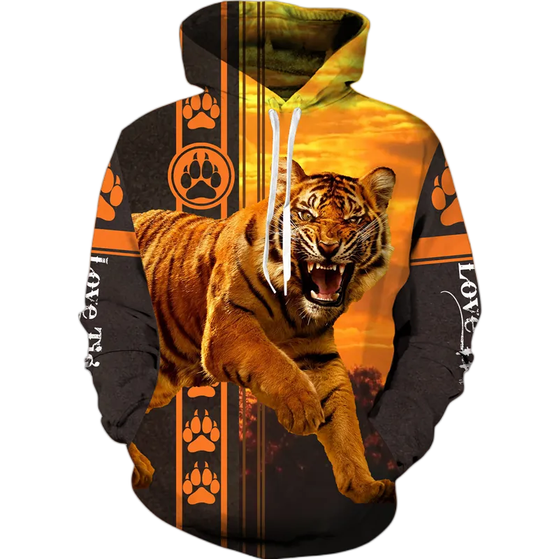 Chaqueta Con Capucha Estampado De Tigre Blanco 3D Para Hombre Sudadera De  Animal