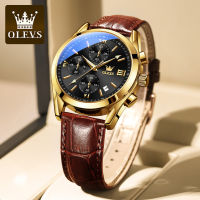 OLEVS Luxury nd Mens New Business Watch Premium Fashion Casual Brown Leather Strap Quartz Movement Watch Mens Gift 2872