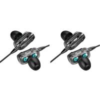 2X In-Ear Earbud Headphones Wired Headphones Bass Stereo Earbuds Sports Wired Earphone Music Headsets Black