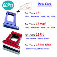 60Pcs,Original Dual Card SIM Chip Slot Drawer SD Card Tray Holder Adapter Replacement Part For 12 Mini 12 Pro Max Pin