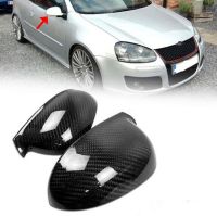 ผ้าคลุมกระจกมองหลังสำหรับ Volkswagen VW Golf 5 MK5 GTI ฝาหลังมุมมองด้านหลังรถคาร์บอนไฟเบอร์แท้ปลอกด้านนอกคลิปทดแทนบน