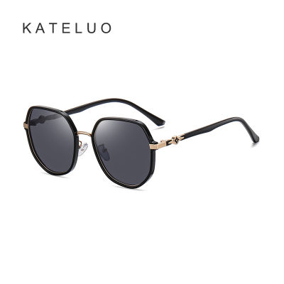 [พร้อมกล่อง] แว่นกันแดดโพลาไรซ์สำหรับผู้หญิง KATELUO A0706 Ultra-Light TR กรอบใหญ่ครอบแว่นทรงสลิม