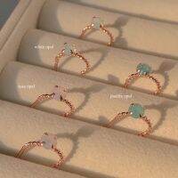 SissyJewelry // ต่างหูเงินแท้ รุ่น Mini twist hoop stud พลอย4mm (rosegold-plated)