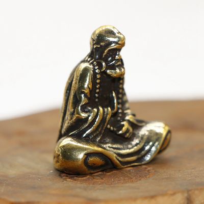 Retro Brass Dharma Buddha Mini Statue Bodhidharma Master Figurines Desk Decoration Handcrafts Gifts Miniatures