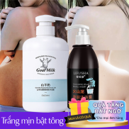 Combo 2 sản phẩm Sữa tắm Dê + Sữa tắm bùn núi lửa trắng da loại bỏ hắc tố