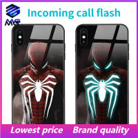 MG เคสกระจกเรืองแสง LED รุ่น Marvel,เคสโทรศัพท์มือถือเรืองแสงใส่แสงแฟลชสำหรับ Iphone11 13 7 8Plus XR XS MAX12สำหรับ Apple Xsmax11ไฟเปิดใช้งานด้วยเสียง X13promax