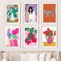 ปรับแต่งบทคัดย่อ Tropical Girl Leopard Tiger Wall Art พิมพ์-ภาพโปสเตอร์ชายหาดสำหรับห้องนั่งเล่นและห้องนอน-ตกแต่งบ้านยอดนิยม