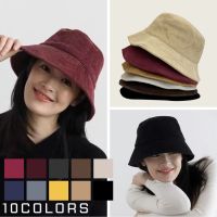 ?WS ส่งไวสวยดีถูก? หมวกบักเก็ต ผ้าลูกฟูก แฟชั่น unisex 10 สี วัสดุผ้าลูกฟูก