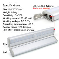 LED Under Cabinet Light Motion Sensor 10Leds AAA Battery Magnet LED Lights For Kitchen Wardrobe Bedroom Night Light