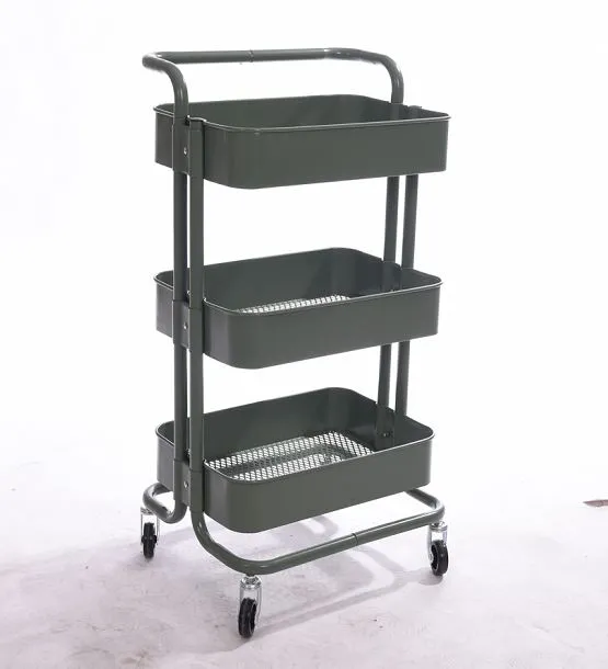 3 Tier ALL METAL Utility Cart Kitchen with Wheels Raskog inspired (GREY