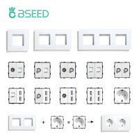 BSEED EU มาตรฐาน USB ซ็อกเก็ต RJ45 อินเทอร์เน็ตทีวี ST ฟังก์ชั่นชิ้นส่วนผนังซ็อกเก็ตไฟฟ้าเฉพาะแผงกระจก DIY Combination-Cgefeng