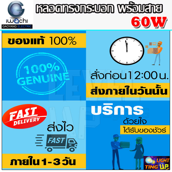 ยกเซ็ท-10-ชุด-iwachi-หลอดไฟ-หลอด-led-หลอดทรงกระบอก-60w-led-รุ่น-ge1008-ขั้วe27-ขนาด-60-วัตต์-แสงสีขาว-แถมฟรี-สายพร้อมขั้ว-5-เมตร