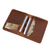 Handmade Leather Credit ID Card Holder Crazy Horse Leather Men Wallet for Cards Genuine Leather Bank Cardholder Card Holders