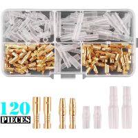 120pcs 3.5mm Bullet Electrical Wire Connectors Crimp Terminals Male Female Fast Butt For Motorcycle with Insulating Sleeve Cover Electrical Connectors