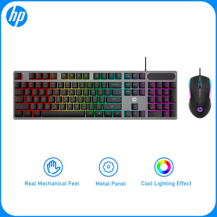 HP KM300F Wired Keyboard and Mouse Combo Cool Lighting Effect Keyboard