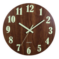 ใหม่12นิ้วส่องสว่างนาฬิกาแขวนไม้เงียบไม่ฟ้องครัว WallClocks ที่มีไฟในคืนสำหรับห้องนั่งเล่นกลางแจ้งในร่ม