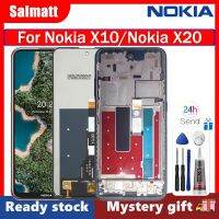 จอ LCD แบบดั้งเดิม Salmatt สำหรับ Nokia X10/Nokia X20จอแอลซีดีพร้อมกรอบจอแสดงผลดิจิตอลหน้าจอสัมผัสแทนการประกอบสำหรับโนเกีย X10 TA-1350 X20 TA-1341 TA-1344หน้าจอแสดงผลพร้อมเครื่องมือฟรี