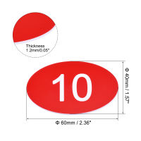 ป้ายหมายเลขพลาสติก Uxcell,ป้ายดิจิตอล1-50ป้ายแท็กอะคริลิค60X40มม. สีแดงพร้อมกาวในตัว,แพ็ค50