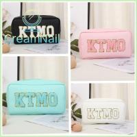 Tas Kosmetik ปักลายตัวอักษรกันน้ำสำหรับร้านทำเล็บสีครีมใช้ในกระเป๋าเก็บของได้จุของได้เยอะ