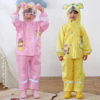 【CW】 2 9 Years Old Fashionable Waterproof Jumpsuit Raincoat Hooded Cartoon Kids One Piece Rain Coat Tour Children Rain Gear Suit