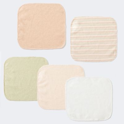 5pcs Baby Feeding Towel Natural Organic Cotton Baby Washcloths Handkerchief H3CD