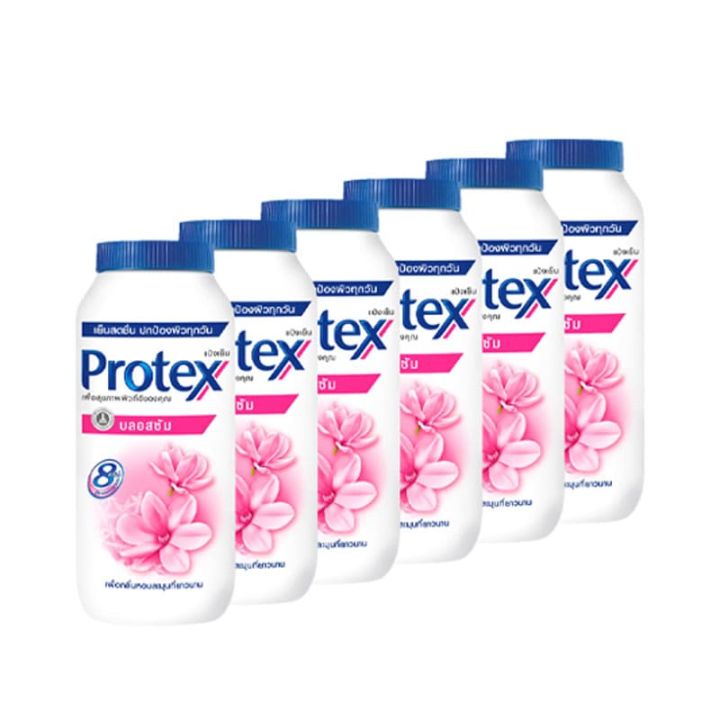 protex-menthol-talcum-pink-blossum-140-g-x-6-โพรเทคส์-แป้งเย็น-กลิ่นบลอสซัม-ขนาด-140-กรัม-แพ็ค-6-กระป๋อง