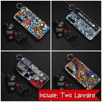 Silicone Lanyard Phone Case For MOTO G Power protective Wrist Strap Durable Wristband Back Cover Graffiti Shockproof