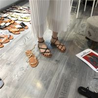 Female shoes 2022 summer new South Korea leisure cross with fairy wind restoring ancient ways Roman sandals women flat shoes