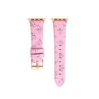 Fashion patter Leather for Apple Watch Bands 38MM 40mm 42MM 44mm for Womens Strap Classic Wristband Series 6 5 4 3 Pink