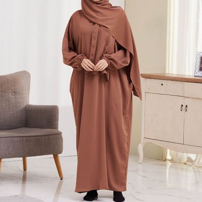 【YF】 Ramadan Eid Muslim Hijab Dress Kaftans Abayas For Women Arab Prayer Dubai Turkish Turban Robe African Musulmane