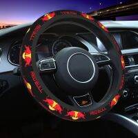 [Automobile accessories] ฝาครอบพวงมาลัยรถยนต์กระทิงคู่สีแดง38ซม. อุปกรณ์จัดแต่งทรงผมที่เหมาะกับการป้องกันการลื่น