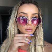 【CC】☾  Ladies Shaped Sunglasses Brand Designer Fashion Rimless LOVE Lenses Glasses Oculos UV400