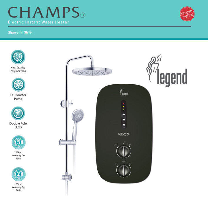 Champs Legend Instant Water Heater With Rain Shower Set Lazada Singapore