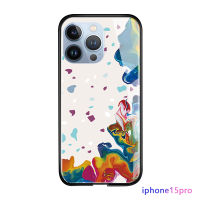 Orico สำหรับ Apple iPhone 15 Plus 15 Pro 15 Pro Max เคสแข็งภาพวาดหมึกแฟชั่น Ins เคสใส่โทรศัพท์ฝาหลังกระจกนิรภัยมันวาว