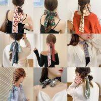 ۩ French silk scarf headband girls braided bow long ribbon net red head rope tied hair streamer ins Korean hair accessories