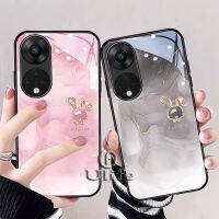 เคสโทรศัพท์เคสสำหรับ OPPO Reno 8T 5G,A98 A18 A38 OPPO A78 A57 A58 A77S A74 A95 Reno 8 8T 8Z 7Z Reno 10 10 Pro + Plus เคสใหม่น่ารัก3D กระต่ายฟอยล์ภาพวาดหมึกฝาครอบเลนส์กล้องเคสป้องกันกันกระแทกปลอกป้องกันฝุ่นกระจกเทมเปอร์ป้องกันรอยขีดข่วน