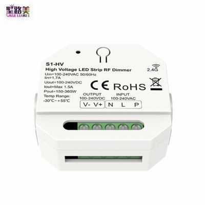 ☜ 110V-220VAC 1CHx1.5A High Voltage LED Strip RF Dimmer Push-Dim 1 Channel 2.4G Controller For Single Color LED Strip Lights Tape