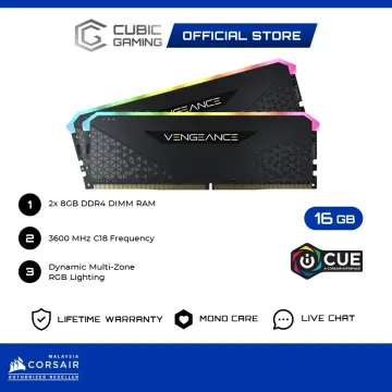 CORSAIR Vengeance RGB RS 16GB (2 x 8GB) 288-Pin PC RAM DDR4 3600 (PC4  28800) Desktop Memory Model CMG16GX4M2D3600C18 