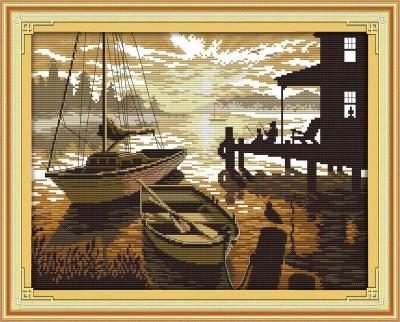 【CC】 The sunset cross stitch kit landscape14ct 11ct count printed stitching embroidery handmade needlework