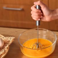 1pcStainless Steel Semi-automatic Egg Beater Household Press-type Cream Beater Hand-held Egg Beating Mixing Artifact