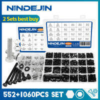 NINDEJIN 552pcs Hexagon Head Screw Kit M3-M6 Stainless Steel 1060pcs Hex Socket Cap Head Screws Set M2-M5 Carbon Steel