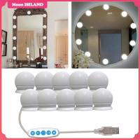 Moon ISILAND USB กระจกแต่งหน้า LED หลอดไฟไฟติดโต๊ะเครื่องแป้งไฟ LED หรี่ได้โคมไฟติดผนัง10ชุดหลอดไฟสำหรับโต๊ะเครื่องแป้ง