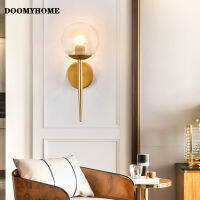 DOOMYHOME บันไดห้องนั่งเล่น Led ที่สร้างสรรค์อเมริกัน E27ห้องนอนที่ทันสมัยแบบเรียบง่าย,ไฟผนังระเบียงเหล็กหนาชุบฮาร์ดแวร์แสงกระบวนการชุบแก้วหรูหราห้องนั่งเล่นเชิงเทียนติดผนัง