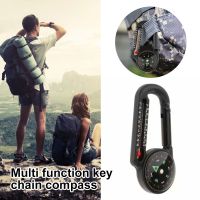 Outdoor Mountaineering Buckle Compass Keychain Thermometer Camping Tools Carabiners