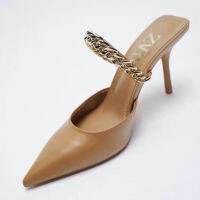 ZARAˉsummer new metal chain pointed high-heeled temperament sandals stiletto sexy drag sandals women